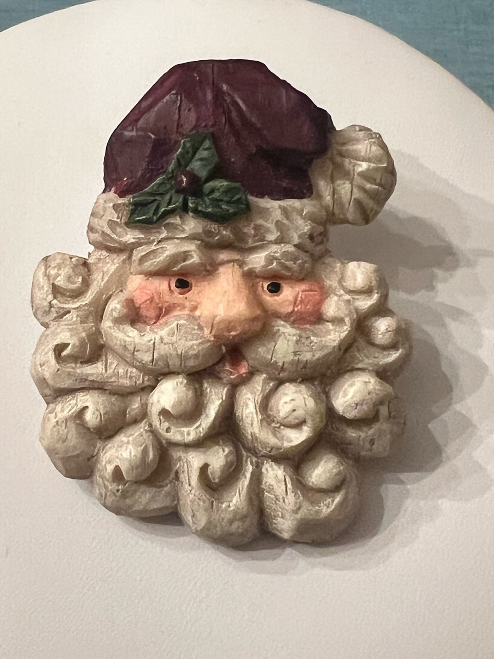 Resin Santa head pin brooch